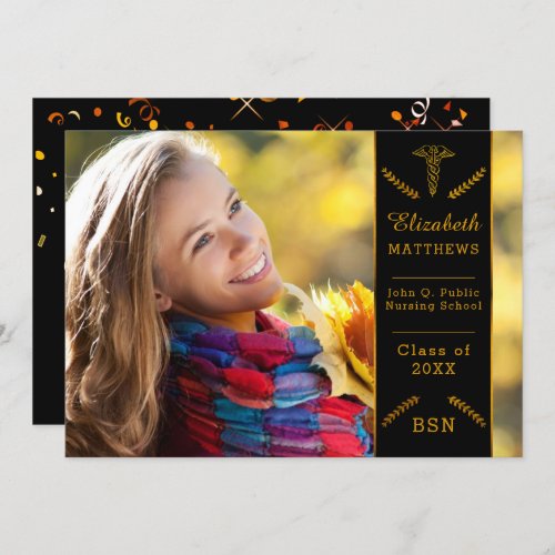 Elegant Classy Nursing  Medical School Graduation Invitation