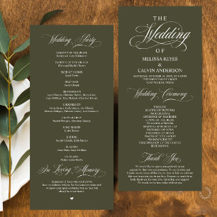 Elegant Classy Olive Green Script Wedding Program