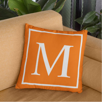 Elegant Classy Orange Customize Monogram Outdoor Pillow by nadil2 at Zazzle