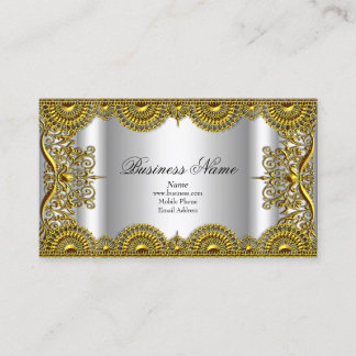 Elegant Classy Ornate Silver Gold Lace Profile Business Card