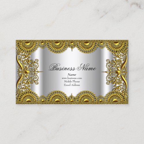 Elegant Classy Ornate Silver Gold Lace Profile Business Cards