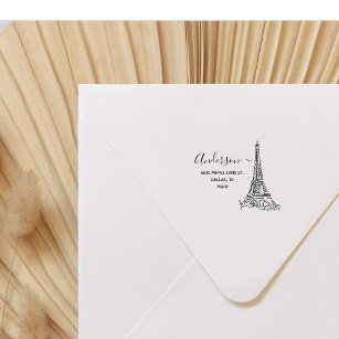 Elegant Classy Paris Eiffel Tower Return Address Rubber Stamp