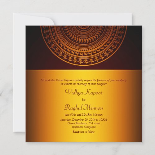 Elegant Classy Pattern Indian Wedding Invitation