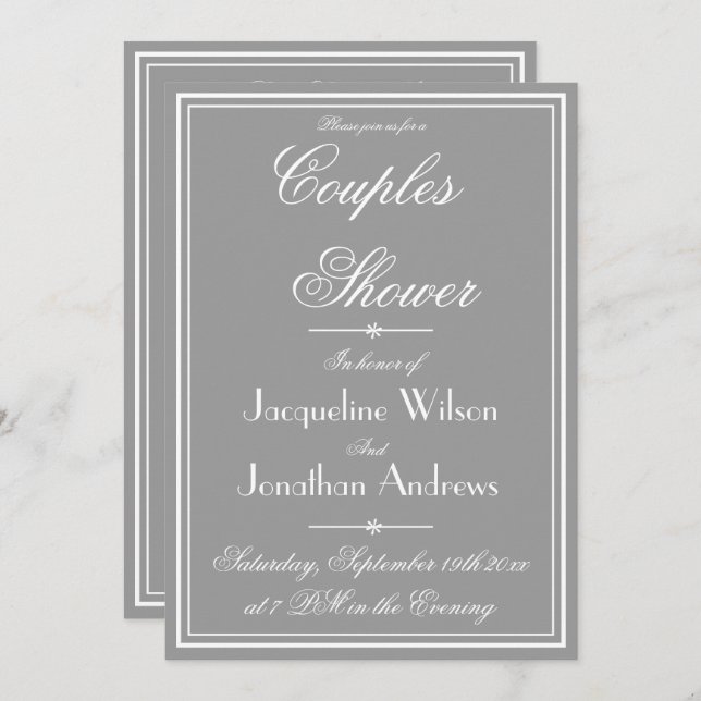 Elegant Classy Personalized Simple Couples Shower  Invitation (Front/Back)