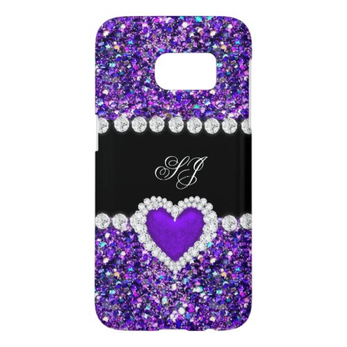 Elegant Classy Purple Black Glitter Look 2 Samsung Galaxy S7 Case