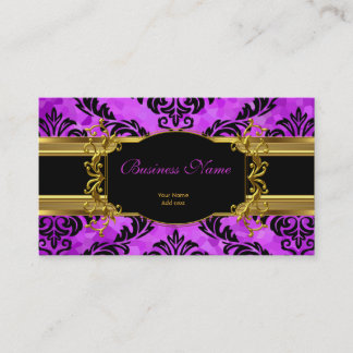 Elegant Classy Purple Gold Damask Floral Profile Business Card
