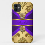 Elegant Classy Purple Gold Damask Jewel Iphone 11 Case at Zazzle