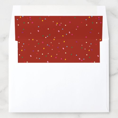 Elegant Classy Red Christmas Confetti Pattern Envelope Liner