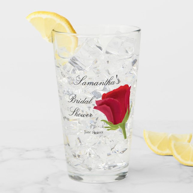 Elegant Classy Red Rose Bridal Shower  Glass (Front Ice)