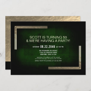 Elegant Classy Rich Green/Gold Birthday Party Invitation