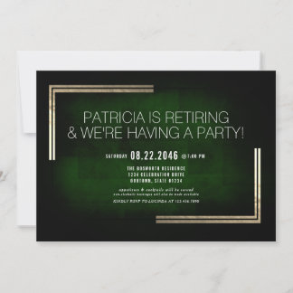 Elegant Classy Rich Green/Gold Retirement Party Invitation