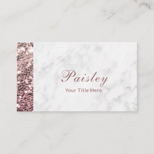 Elegant Classy Rose Gold Glitter on Marble Design Business Card