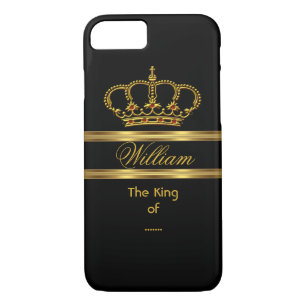 Elegant Classy Royal King Gold Black Crown 3 iPhone 8/7 Case
