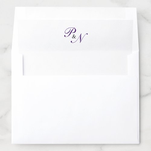 Elegant Classy Royal Purple Monogram Wedding Envelope Liner