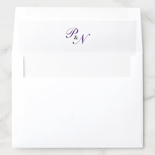 Elegant Classy Royal Purple Monogram Wedding Envelope Liner (In Envelope)