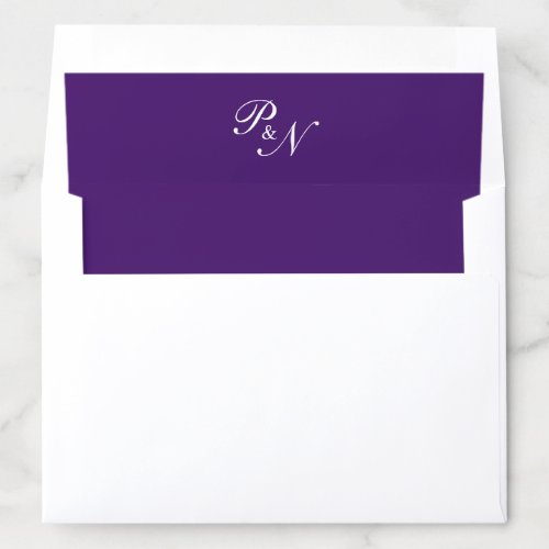 Elegant Classy Royal Purple Monogram Wedding Envelope Liner