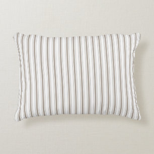 Elegant Classy Rustic Beige French Ticking Stripes Accent Pillow