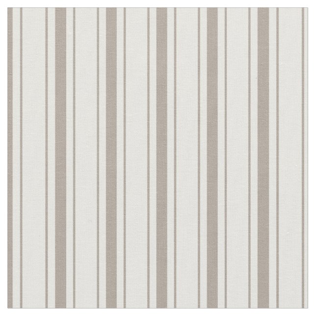 Elegant Classy Rustic Beige French Ticking Stripes Fabric (Close Up)