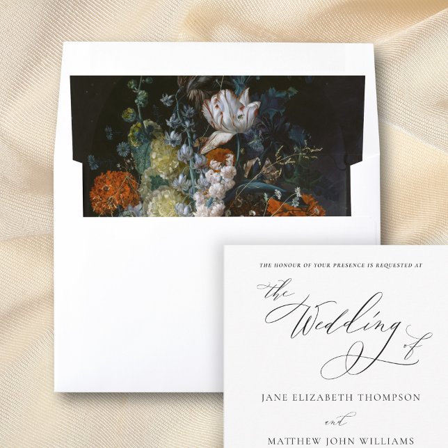 Elegant Classy Rustic Fall Floral Fine Art Wedding Envelope Liner (This elegant, fine art wedding invitation envelope liner is perfect for a fall wedding.)