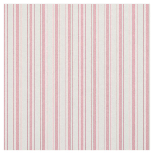 Elegant Classy Rustic Pink French Ticking Stripes Fabric (Swatch)