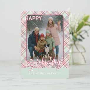 Elegant Classy Rustic Plaid Pattern Holiday Card
