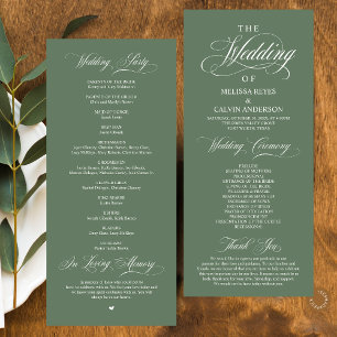 Elegant Classy Sage Green Script Wedding Program
