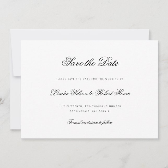 Elegant Classy Script Traditional Save The Date (Front)