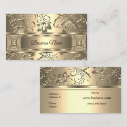 Elegant Classy Sepia Cream Damask Floral Business Card