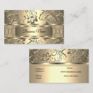 Elegant Classy Sepia Cream Damask Floral Business Card