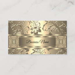 Elegant Classy Sepia Cream Damask Floral Business Card