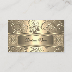 Elegant Classy Sepia Cream Damask Floral Business Card