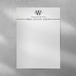 Elegant Classy Silver Black Personalized Monogram Letterhead<br><div class="desc">Your monogrammed stationery are a beautifully personalized way to show off your style. These chic custom letterhead feature an elegant initial and name to personalize. To personalize the monogram with your own letter, please click on "Edit using design tool" and "crop". Move the cropped area to your letter. Then click...</div>