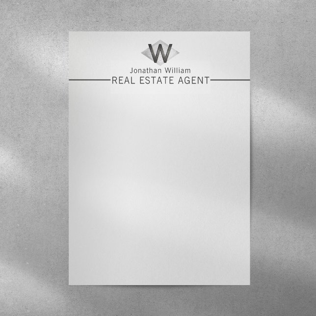  Elegant Classy Silver Black Personalized Monogram Letterhead (Creator Uploaded)