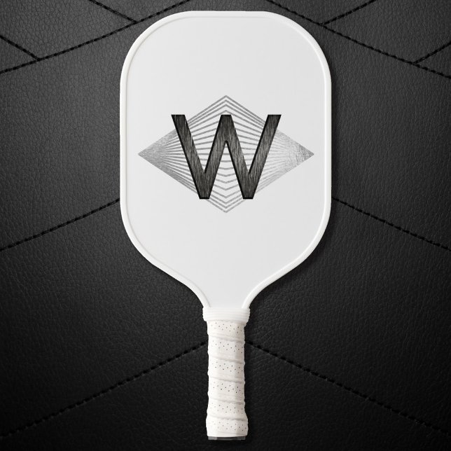  Elegant Classy Silver Black Personalized Monogram Pickleball Paddle (Creator Uploaded)