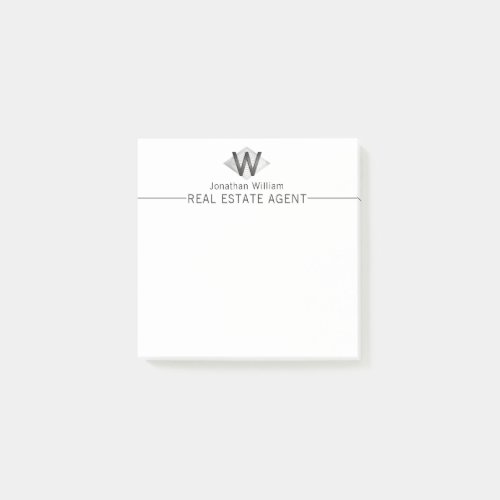  Elegant Classy Silver Black Personalized Monogram Post_it Notes