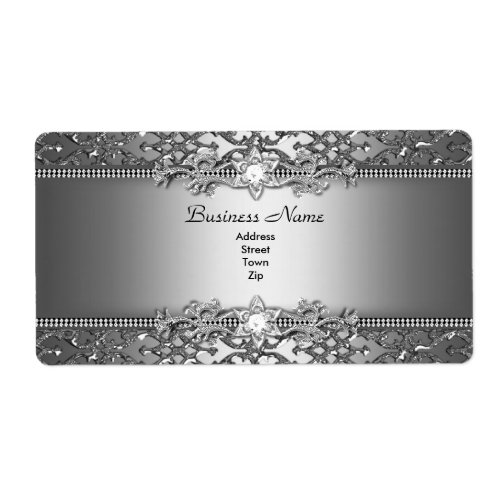 Elegant Classy Silver Damask Embossed Jewel Label