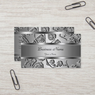 Elegant Classy Silver Embossed Look Image Business Card