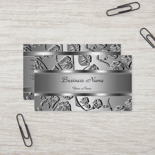Elegant Classy Silver Embossed Look Image Business Card