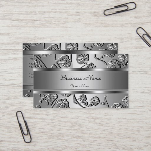 Customizable Elegant Classy Silver Embossed Look Image Business Card