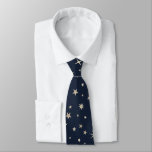 Elegant Classy Silver Stars Navy Blue Monogram Neck Tie at Zazzle