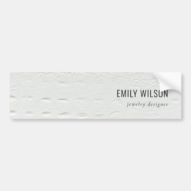 Elegant Classy Simple Ivory White Leather Texture Bumper Sticker (Front)