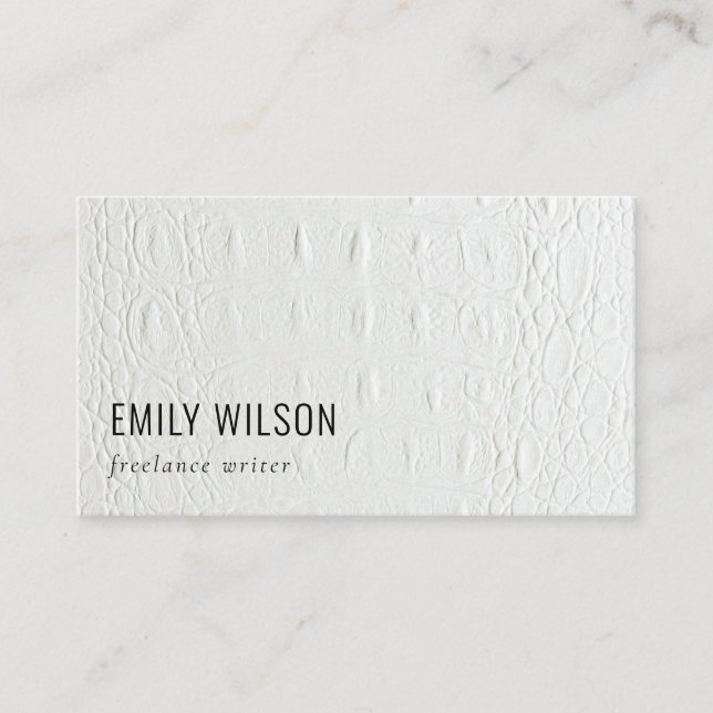 Elegant Classy Simple Ivory White Leather Texture Business Card (Front)