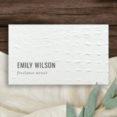 Elegant Classy Simple Ivory White Leather Texture  Business Card at Zazzle