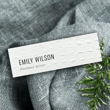 Elegant Classy Simple Ivory White Leather Texture Mini Business Card by DearBrand at Zazzle