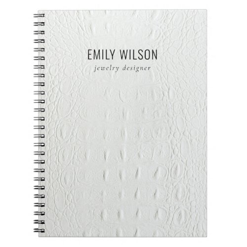 Elegant Classy Simple Ivory White Leather Texture Notebook