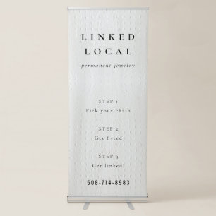 Elegant Classy Simple Ivory White Leather Texture Retractable Banner