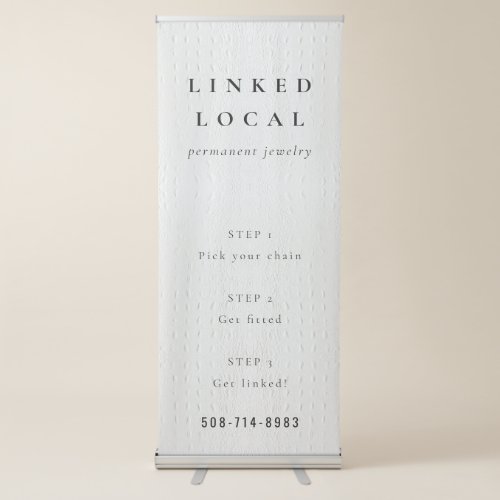Elegant Classy Simple Ivory White Leather Texture Retractable Banner