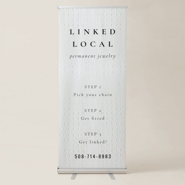 Elegant Classy Simple Ivory White Leather Texture Retractable Banner (Front)