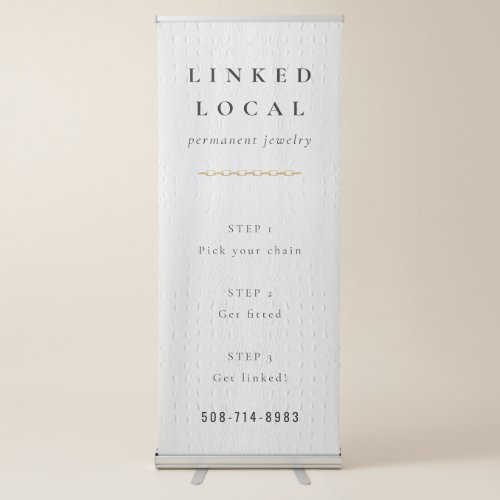Elegant Classy Simple Ivory White Leather Texture Retractable Banner