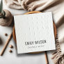 Elegant Classy Simple Ivory White Leather Texture Square Business Card